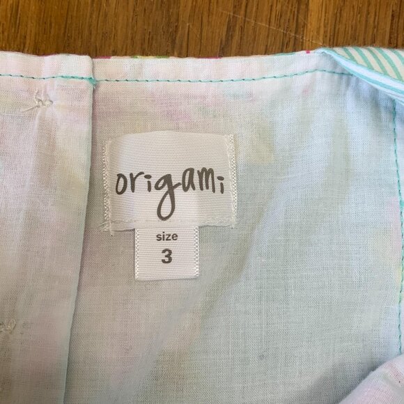 ORIGAMI Wrap Neck Dress Girls 3T 3 Teal Floral Tie Back Toddler Girl Summer - Picture 8 of 8